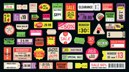 Price Tags or Sale Badges Vector Set