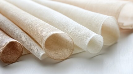 Rolled Gauze Fabric in Cream and Beige Hues