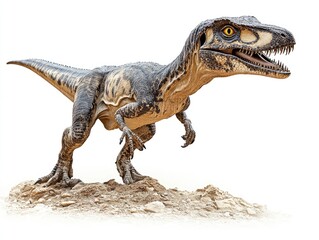 Naklejka premium Dinosaur model on display; science museum exhibit