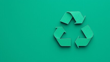 Teal recycle symbol on teal background.
