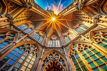 Dramatic Light Patterns: Low Angle View, High Depth of Field Stock Photo