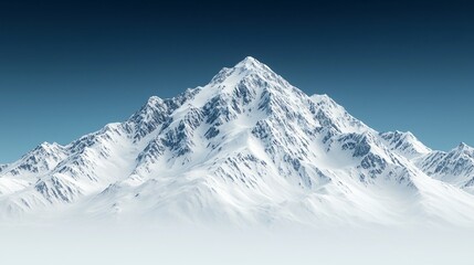 Obraz premium Majestic snow-capped mountain peak against a clear blue sky.