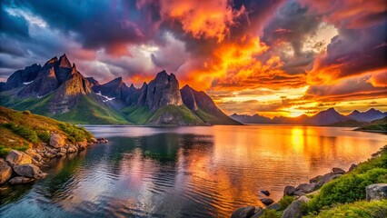 Obraz premium Dramatic Senja Island Sunset, Norway: Arctic Landscape Photography