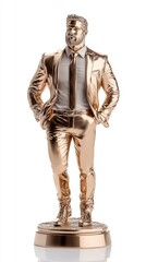 Obraz premium A striking statue of a man dressed in a suit and tie, elegantly posed on a pedestal, representing professionalism and sophistication in art.