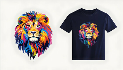 Colorful lion to print on a t-shirt