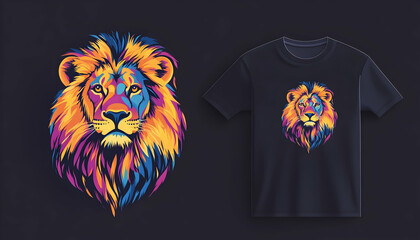 Colorful lion to print on a t-shirt
