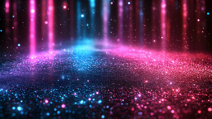 Pink and blue glitter with vibrant glow, sparkling texture background