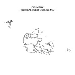 Detailed political outline map of Denmark without labels