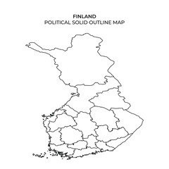Outline map of Finland showing political boundaries and regions