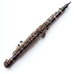 Obraz premium A detailed close-up of a saxophone featuring an elegant black and gold body, showcasing its intricate design and craftsmanship.