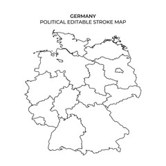 Germany political editable stroke map for design use