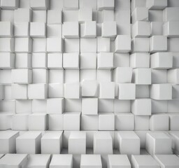 Abstract geometric pattern of white cube blocks, background, copy space
