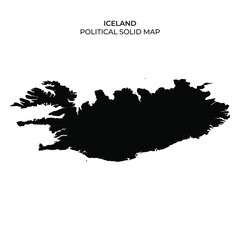 Solid map outline of Iceland showing political boundaries clearly