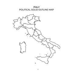 Detailed outline map of Italy highlighting political boundaries