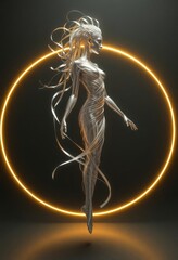 Obraz premium Floating Woman in Golden Glow