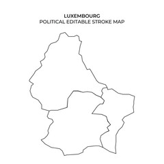 Editable stroke map of Luxembourg highlighting political boundaries