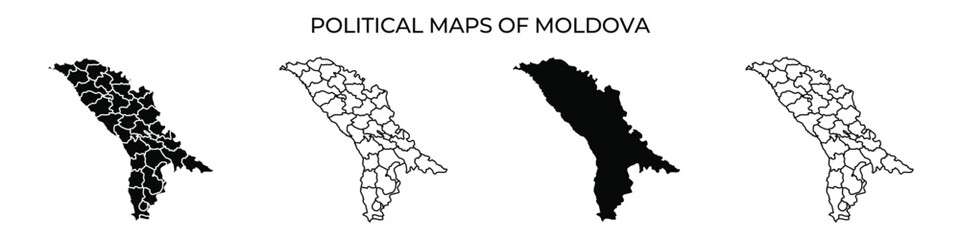 Moldova political maps showcasing regional divisions and outlines