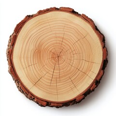 Obraz premium Arafed wood slice showcasing a detailed cross section, highlighting the unique grain patterns and natural textures of the wood.