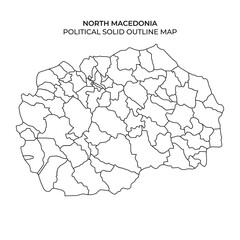 Detailed outline map of North Macedonia displaying political divisions