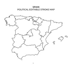 Outline of Spain with regions for educational and artistic use
