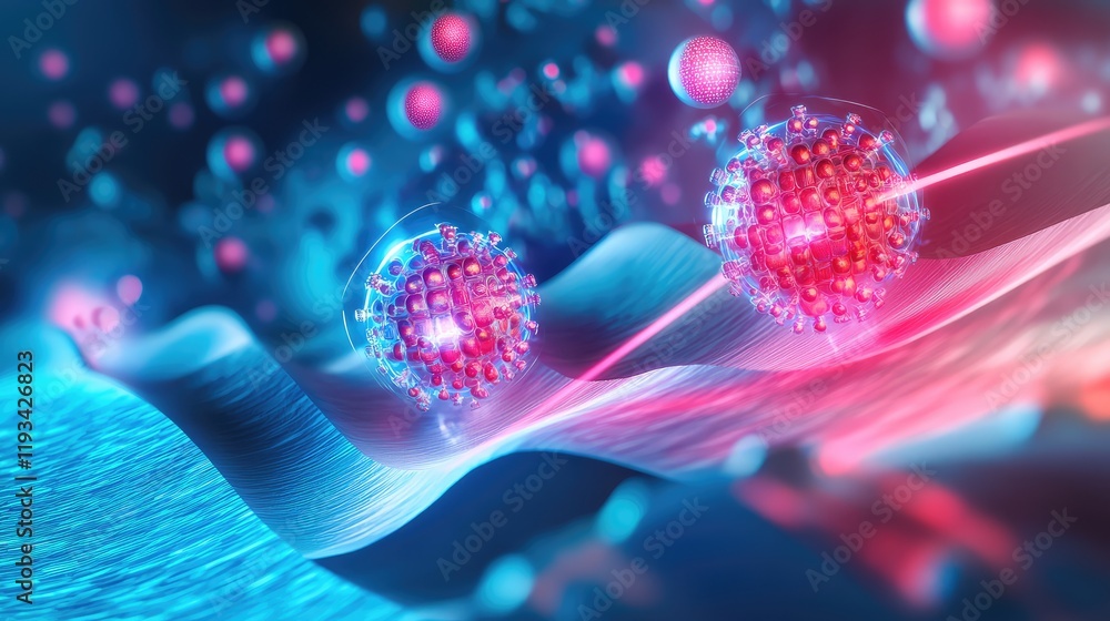 Poster a digital representation of quantum sensor applications, where quantum sensors enhance imaging syste