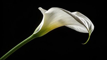 Elegant Calla Lily Single Bloom, Black Background, Minimalist Photography, Calla Lily, Floral Photography