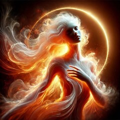 Ethereal Silhouette in Fiery Motion