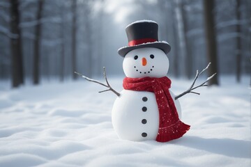 there is a snowman that is standing in the snow