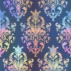 Woven damask seamless pattern with motifs fabric design textile art elegant background modern aesthetic