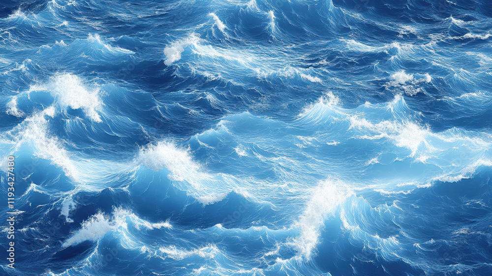 Poster seamless pattern background featuring dark blue ocean waves with a sense of movement and dynamic tex