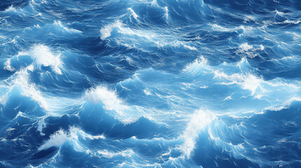 Seamless pattern background featuring dark blue ocean waves with a sense of movement and dynamic textures, ideal for artistic projects and digital media.