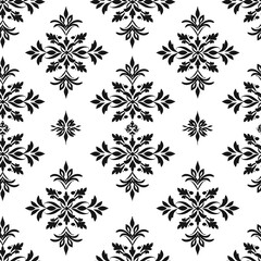 Elegant damask seamless pattern fabric woven motifs for textiles classic home decor black on white design