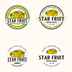 starfruit logo set, starfruit icon. for labels, juice drink icons or stickers