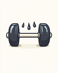 Sweaty Dumbbell: A cartoon-style illustration of a dumbbell with sweat droplets above it, suggesting a vigorous workout session.&nbsp;