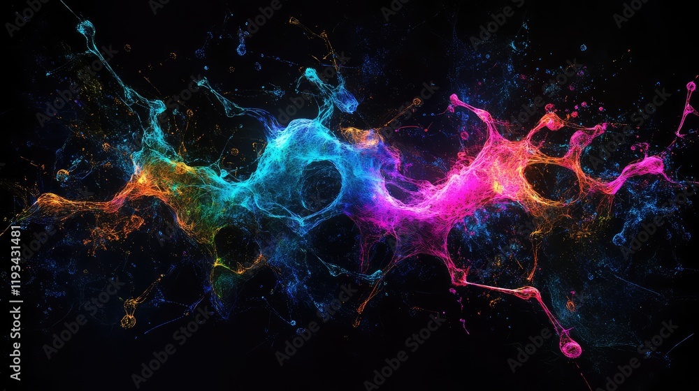 Aufkleber a futuristic ai quantum brain concept, with holographic neuron-like structures illuminated in vibran