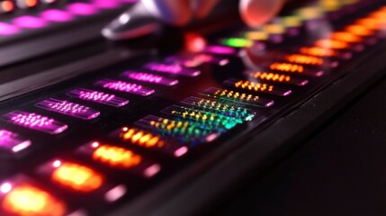 Obraz premium A close-up of a scientist working in a futuristic biotech lab, interacting with a holographic DNA sequence display, showcasing cutting-edge biotechnology research tools.