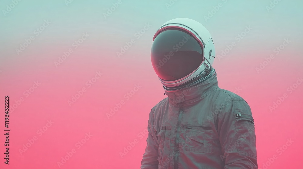 Aufkleber astronaut floating in outer space with spacecraft minimalist background