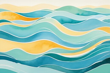 there is a painting of a wave pattern on a wall