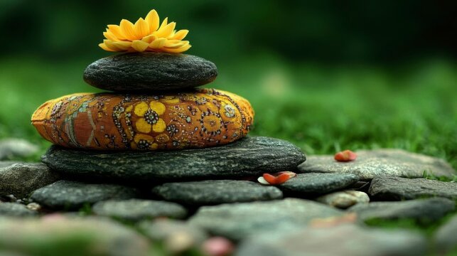 A macro shot of a thoughtful entrepreneur practicing mindfulness in a natural setting, contemplating strategies to align business goals with inner clarity.