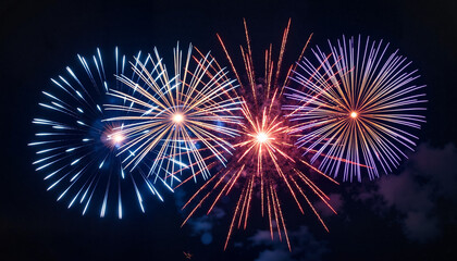Obraz premium Copy space Bastille Day Background Colorful fireworks display in blue, red, and white