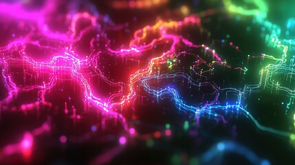 Abstract Colorful Neon Light Trails Flowing Dynamically
