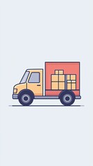 Fototapeta premium Delivery Truck Icon: A clean and simple illustration of a delivery truck loaded with packages, perfect for websites, apps, or presentations needing a modern and minimalist delivery icon. 