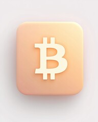 Obraz premium Bitcoin Symbol App Icon: A clean and modern design of the Bitcoin symbol, rendered in a light peach-colored square app icon. Ideal for cryptocurrency-related applications or websites. 