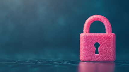Digital Security Concept for Data Privacy Day Featuring Pink Padlock Symbolizing Cybersecurity and Data Protection on Abstract Network Background in Horizontal Composition for Modern Illustration