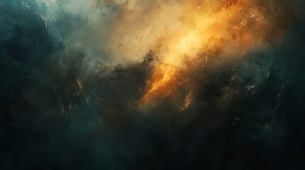 Abstract Cosmic Nebula Golden Light Eruption