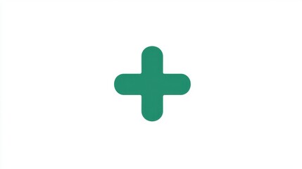 Obraz premium Minimalist Green Plus Sign on a Clean White Background