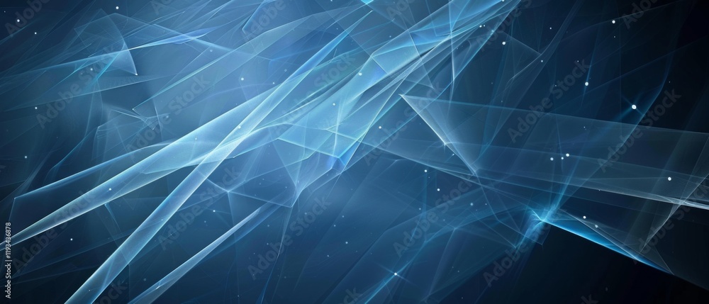 Wall mural abstract futuristic background with blue geometric shapes and points of light. suitable for popular 