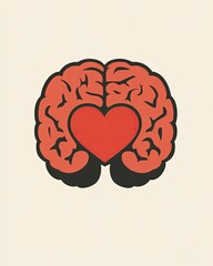 Brain and Heart: A stylized illustration of a human brain with a heart nestled in its center, symbolizing the powerful connection between intellect and emotion.  