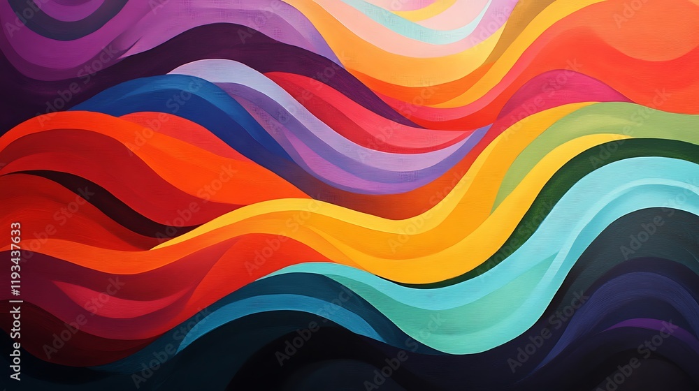 Poster abstract colorful waves flowing seamlessly across canvas