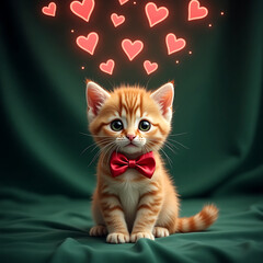 "Charming Tabby Valentine: A Glow of Love"